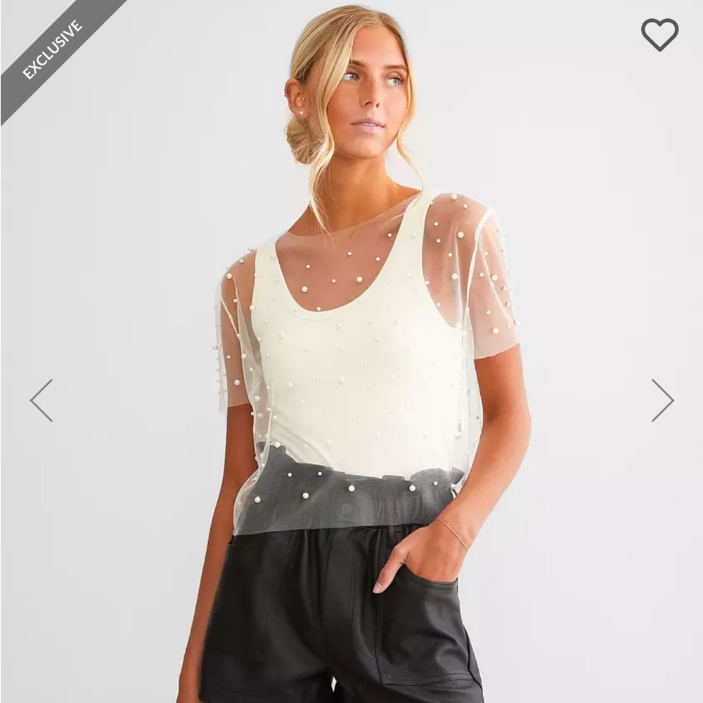 Mesh pearl top